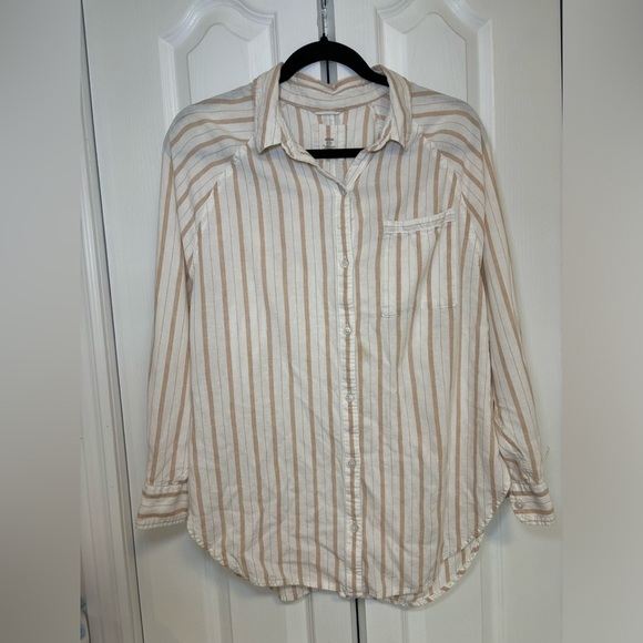Aerie - Summery Lightweight Pool-To-Party Linen Blend Cover Up Shirt in Size S - Picture 1 of 9
